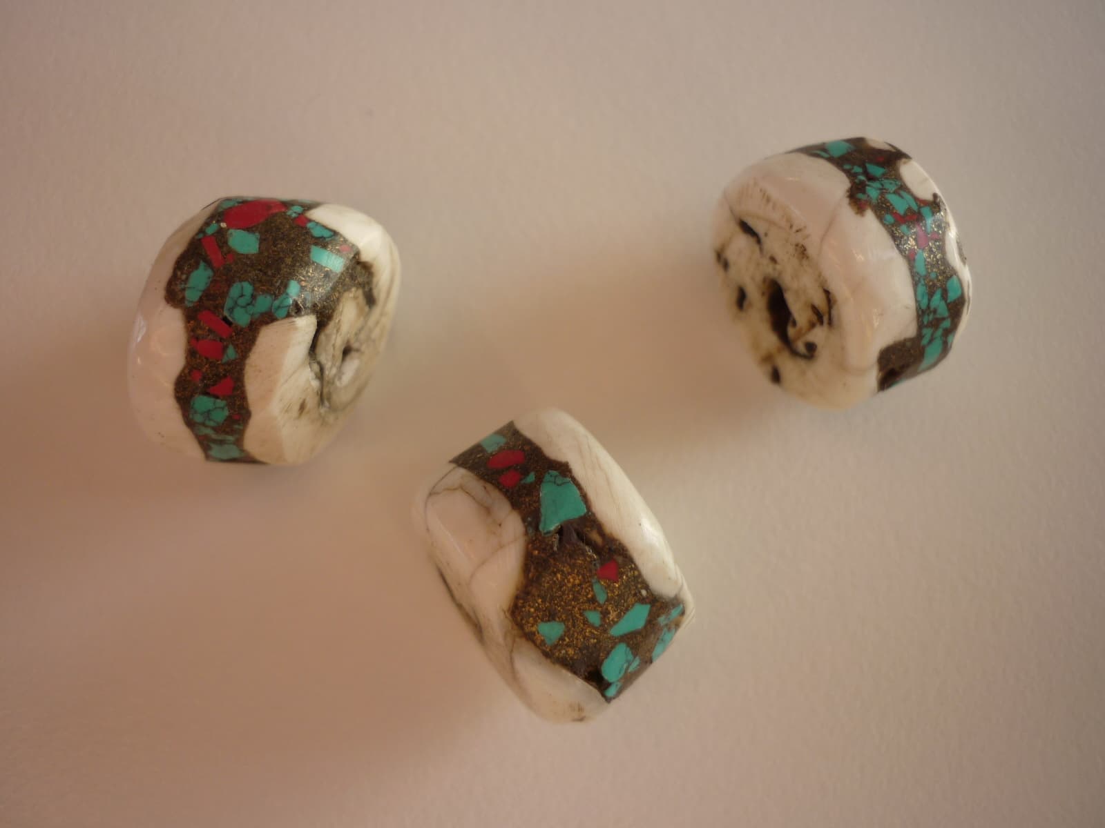 Bone Set Red Coral and Turquoise Polished Beads