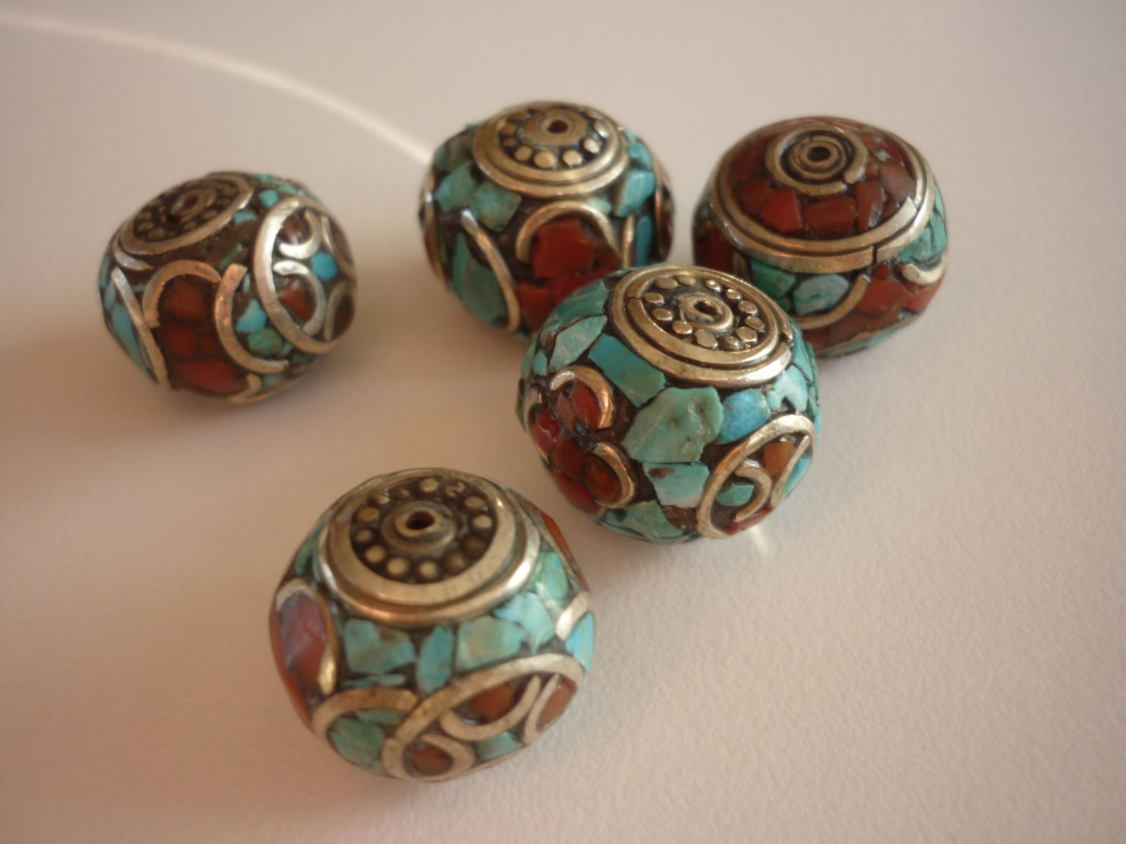 Small Red Coral and Turquoise Beads