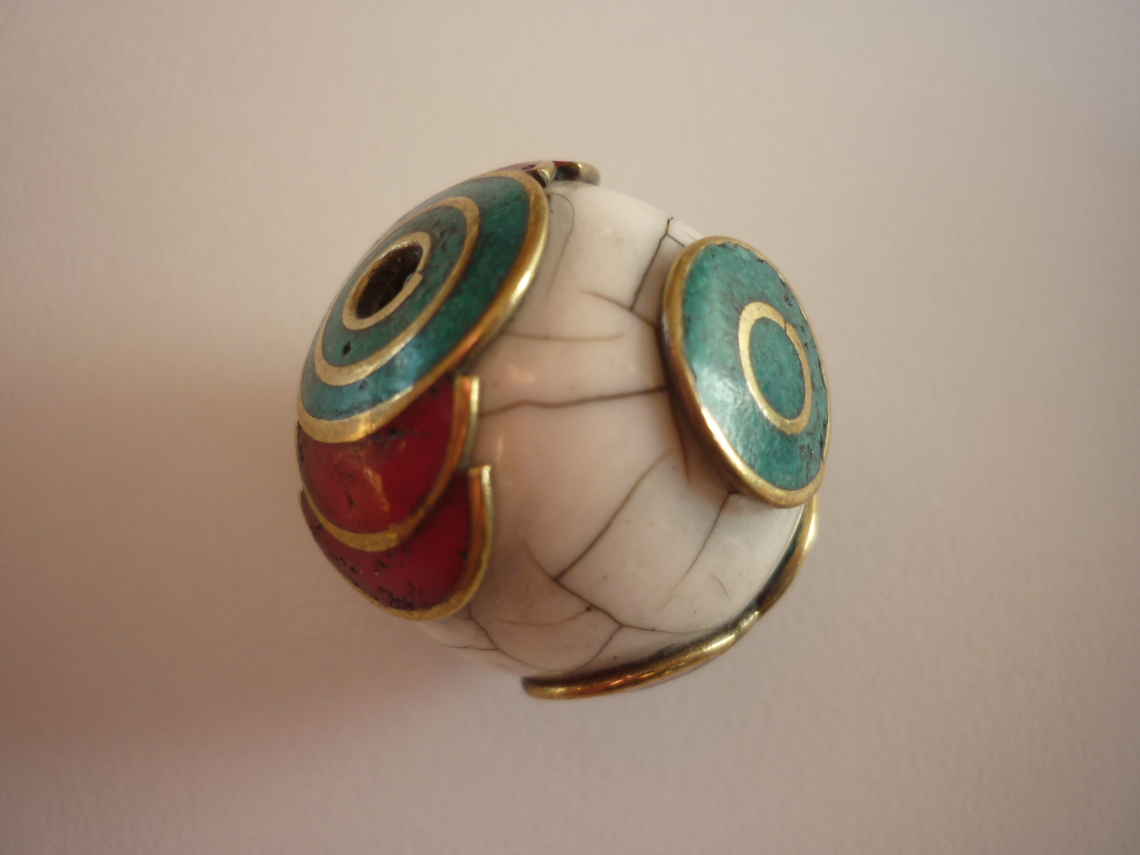 Large bone red coral and turquoise beads