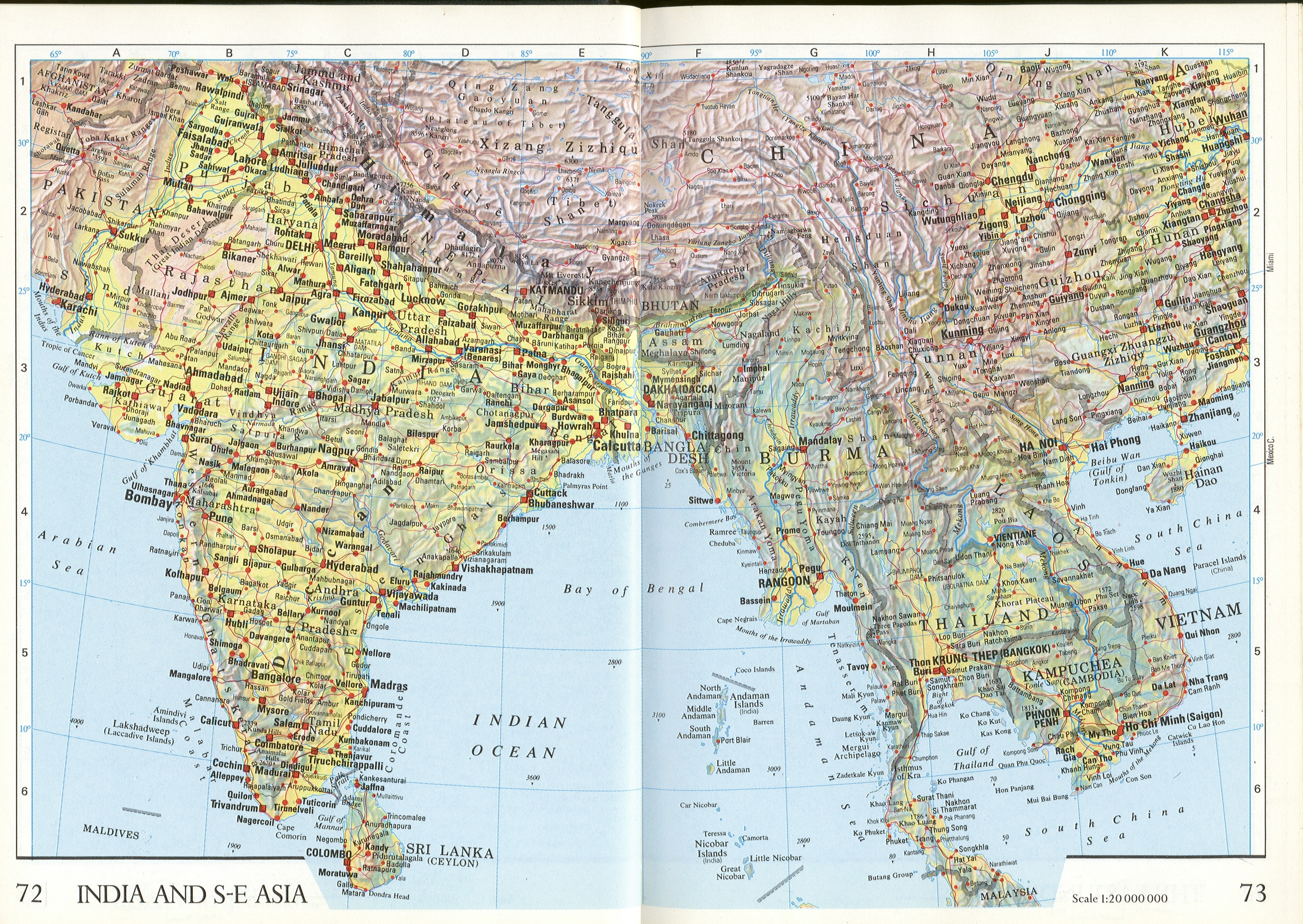 India and SE Asia geographical map India and SE Asia geographical map